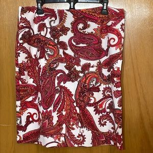 Grace Elements Womens 14 White with Orange and Pink Paisley Skirt Side Zipper